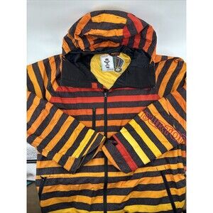 Burton Size XL Dryride Snowboard Zip Up Shell Jacket Oranges Yellow Black Hood